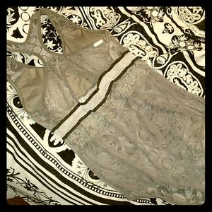 Danskin Intimates grey & white racerback leotard